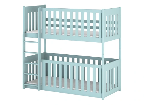 Oversigt over mål for en etageseng til tre personer med opbevaringsskuffer.