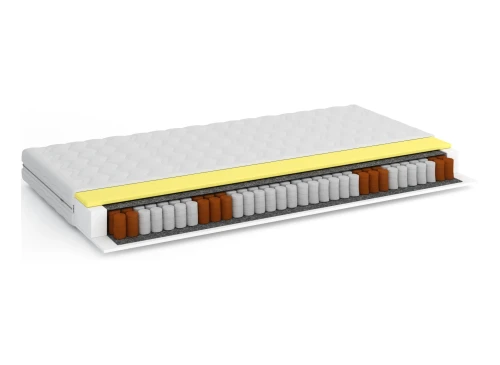 Kortlagt madrasdesign: Se pocketfjedre og skumlag, der skaber en ergonomisk og støttende soveflade.