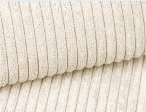 Beige ribbet stof med lodrette riller. Ideelt til moderne og klassiske designs.