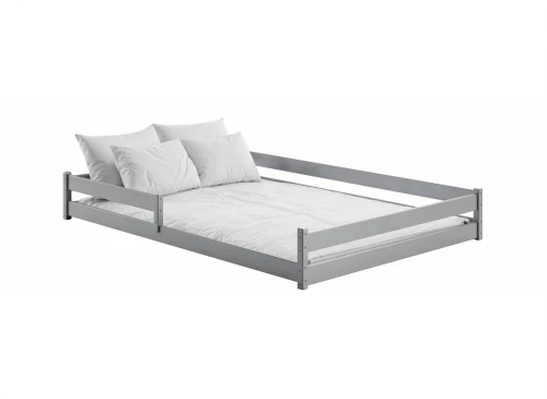 Mørkegrå juniorseng/dagseng med lav sengehest. Perfekt som hyggelig sofa eller seng.