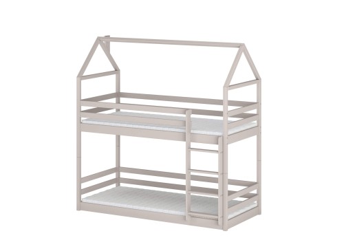 Lys køjeseng i huseform. Ideel til søskende og små rum.