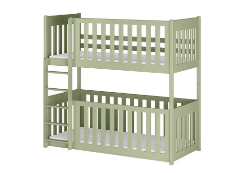 Grøn køjeseng med madrasser og stige, elegant design. Perfekt til børneværelset.