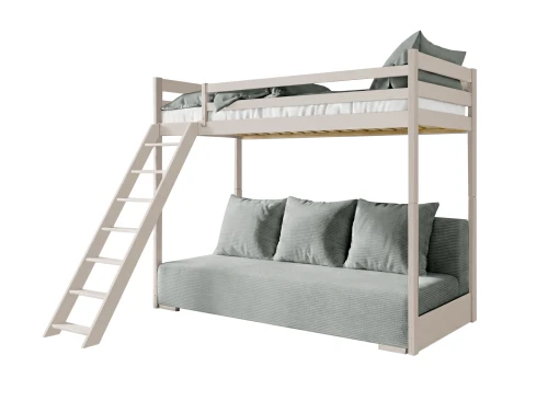 SOFINO 90x200/140x200 kashmir højseng med sovesofa grå stof zoom 15 sage Lano Møbler