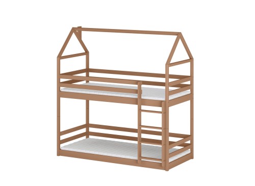 Teknisk oversigt over mål på børneseng med husstel.