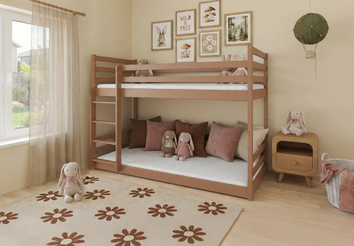 Oversigt over højder og bredder på en tredobbelt etageseng.