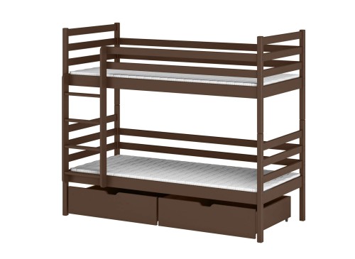 Teknisk tegning af brun husseng med specifikke mål og dimensioner.