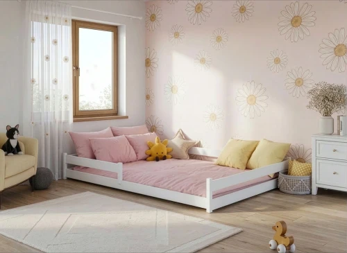 Målskitse af praktisk sengeløsning med udtræksseng og to skuffer under sengen.